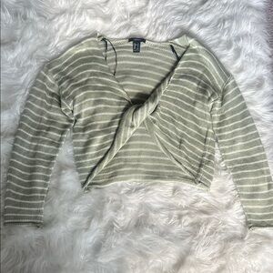 Forever 21 Olive and Cream Knit Top